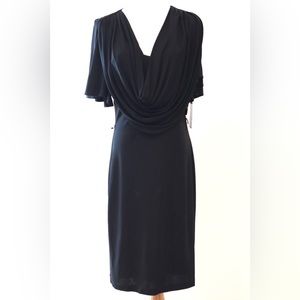 Rickie Freeman Teri Jon Ruffle front belted Dress Black Women's Size 8 New